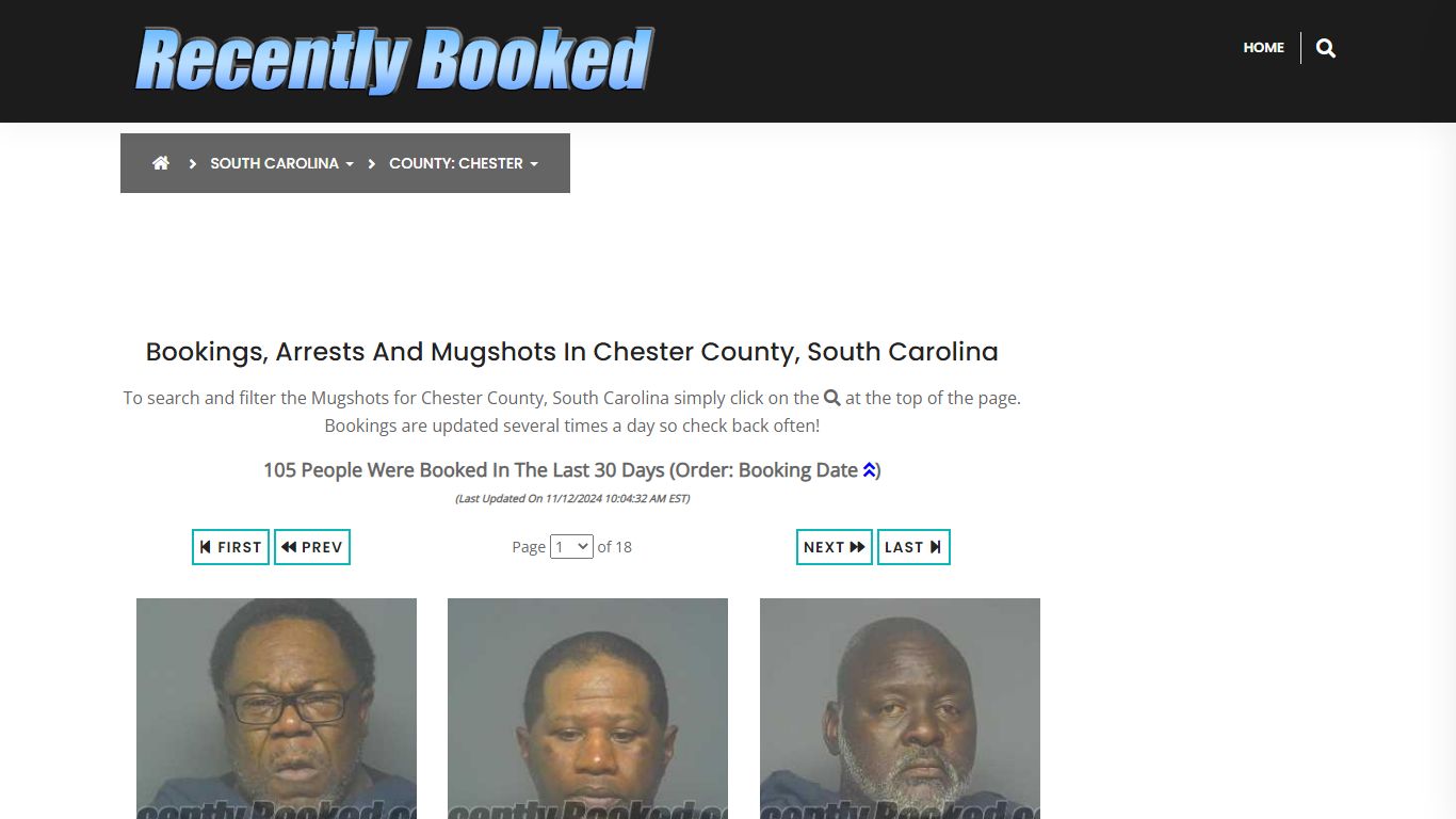 Bookings, Arrests and Mugshots in Chester County, South Carolina