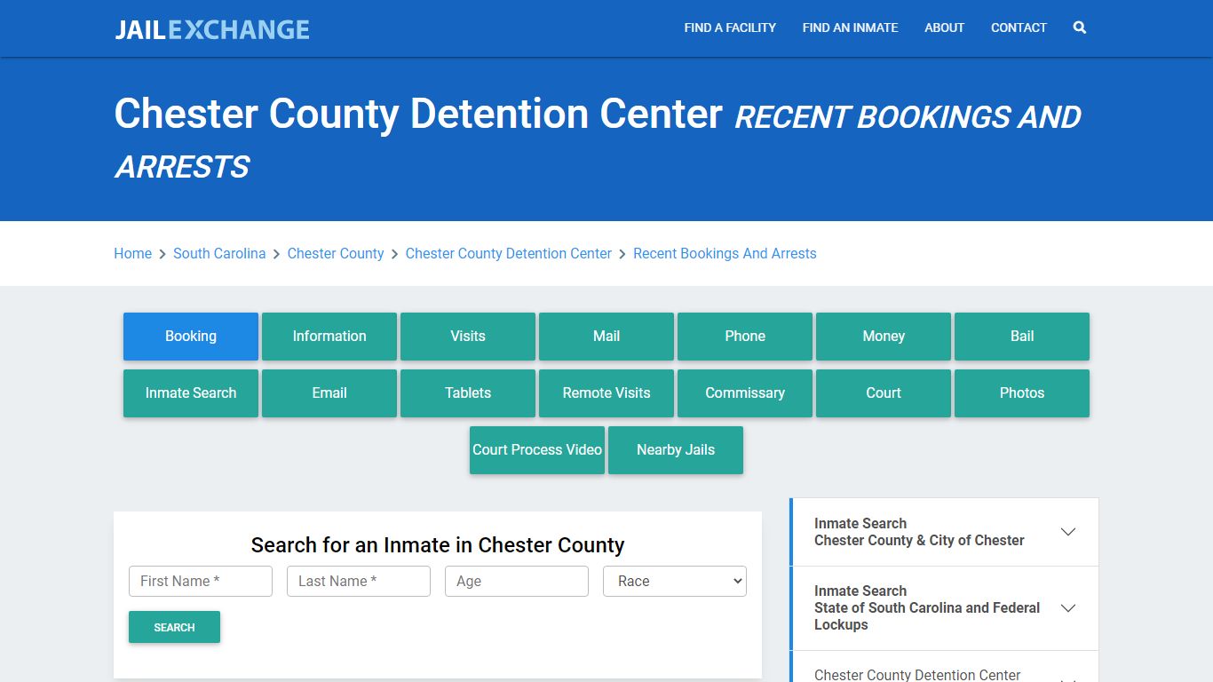 Chester County Detention Center Recent Bookings And Arrests - Jail Exchange