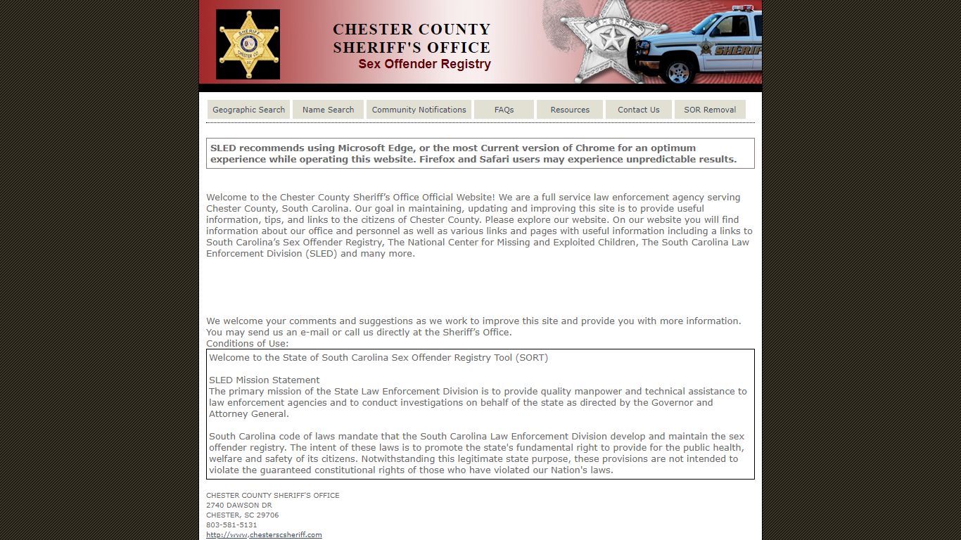 CHESTER COUNTY SHERIFF'S OFFICE - South Carolina